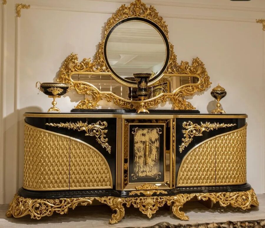 Turkish Luxury Royal Display Cabinet with Center Mirror